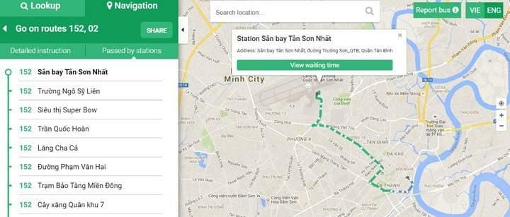 Karte, ho chi minh autobusu maršrutu 152