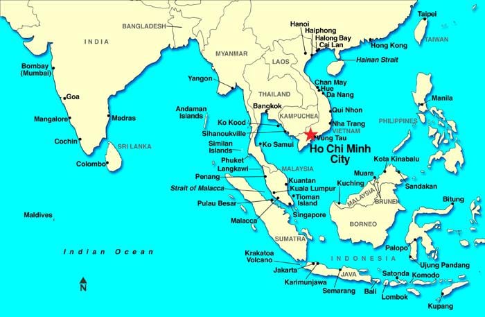 saigon pasaules kartē